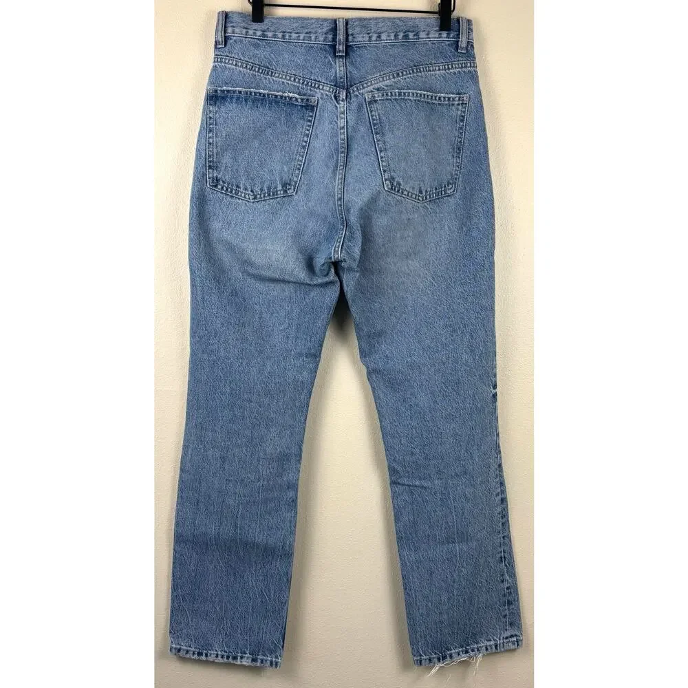 Zara Women's High Waisted Straight Leg Jeans Size 8 Medium Wash
